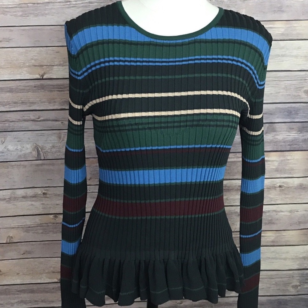 Torn by Ronny Kobo Ribbed Knit Peplum Top